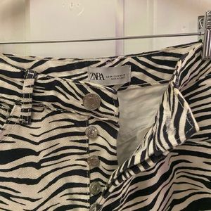 ZARA zebra print straight leg jeans
